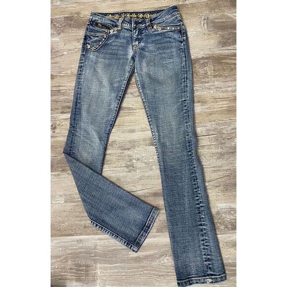 Dollhouse Denim Skinny Metal Stud Y2K Juniors Jeans Sz 5 - Picture 1 of 10